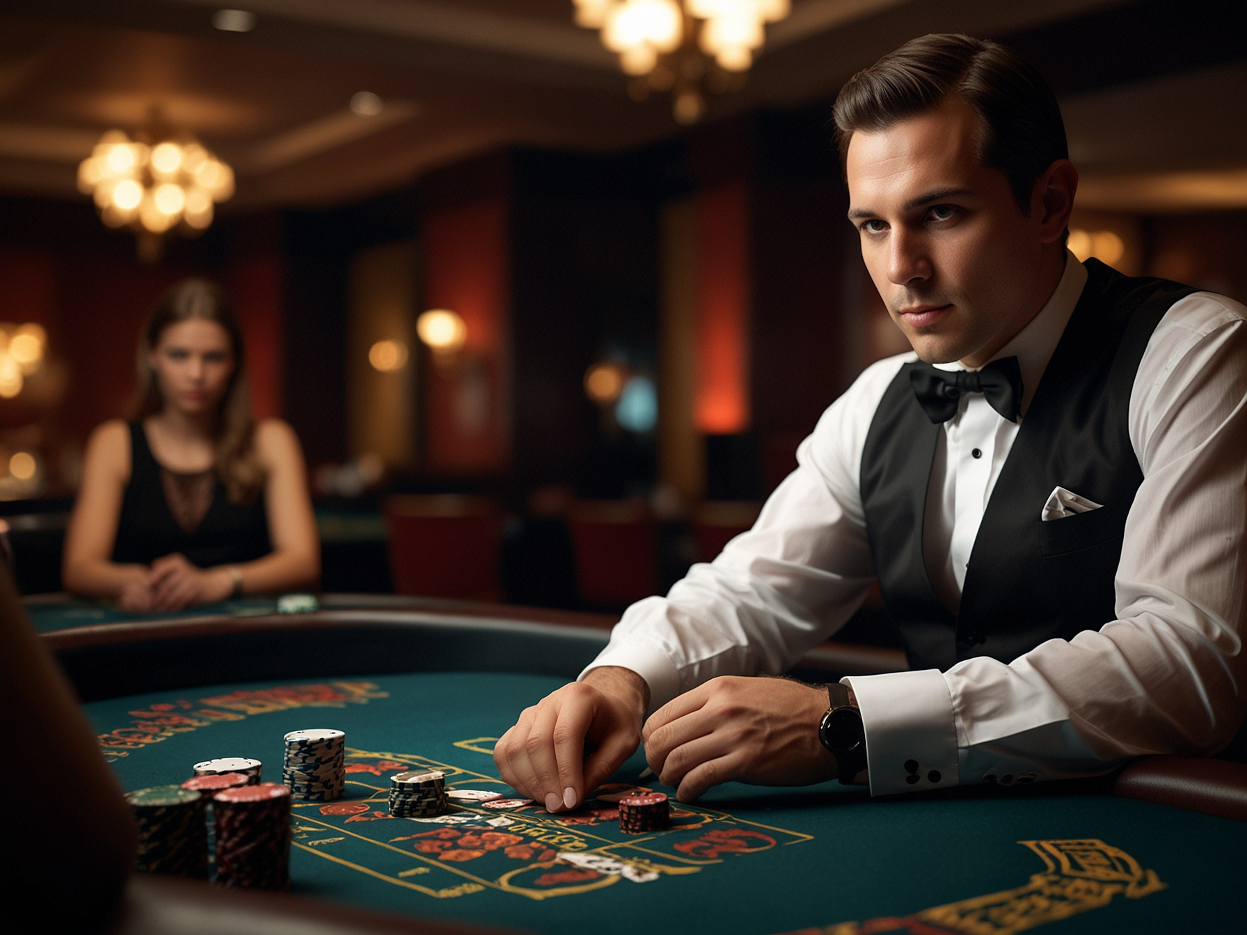 Live dealer hosting a blackjack table